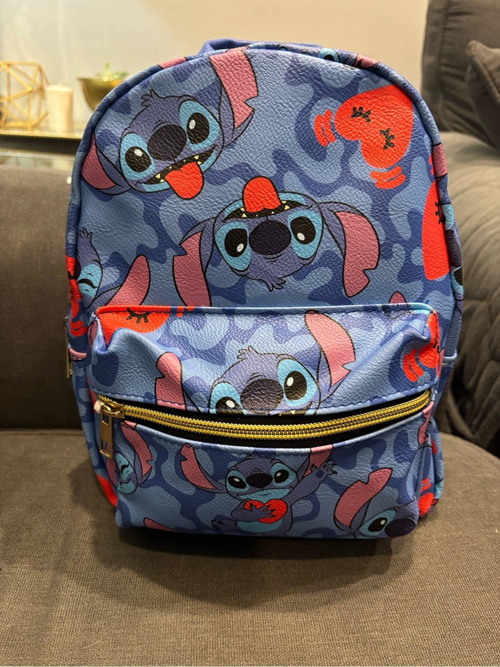 Kids Blue Stitch Print Mini Backpack